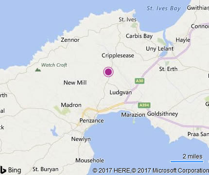 Location map for Higher Trenowin Farm, Higher Trenowin, Nancledra, Penzance , Cornwall TR20 8BE